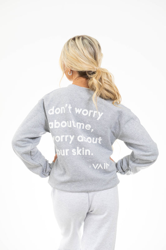 VAIN Grey Crewneck Smiley Face